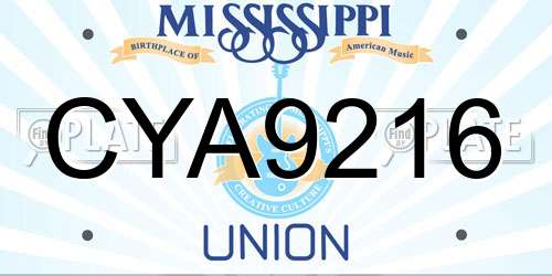 CYA9216 Mississippi License Plate