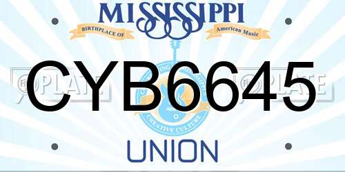CYB6645 Mississippi License Plate