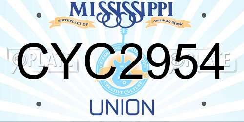 CYC2954 Mississippi License Plate