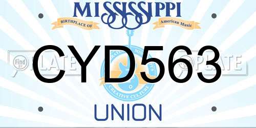 CYD563 Mississippi License Plate