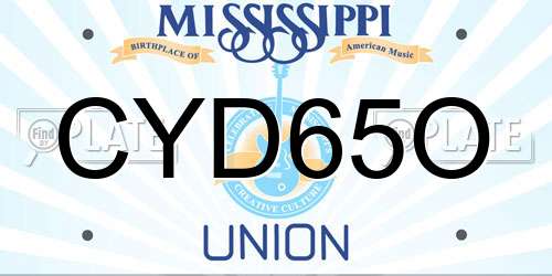 CYD65O Mississippi License Plate