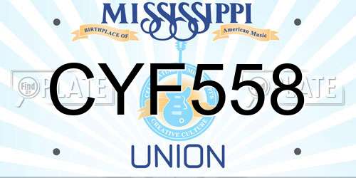 CYF558 Mississippi License Plate