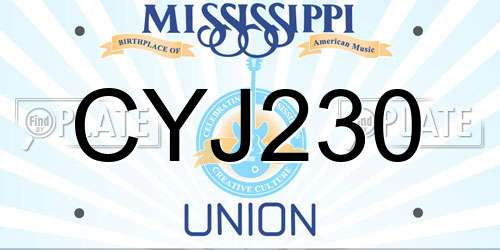 CYJ230 Mississippi License Plate
