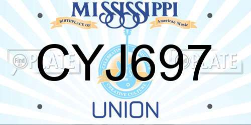 CYJ697 Mississippi License Plate