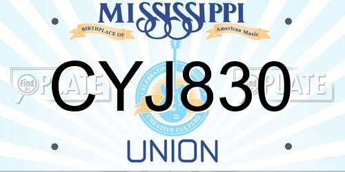 CYJ830 Mississippi License Plate