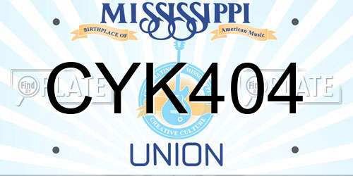 CYK404 Mississippi License Plate