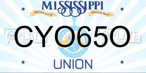 CYO65O Mississippi License Plate