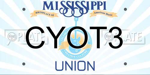 CYOT3 Mississippi License Plate