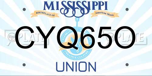 CYQ65O Mississippi License Plate