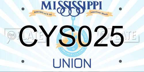 CYS025 Mississippi License Plate