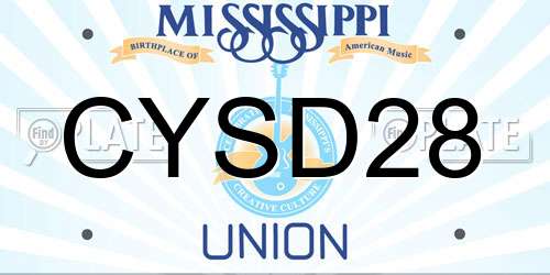 CYSD28 Mississippi License Plate