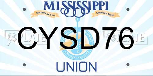 CYSD76 Mississippi License Plate