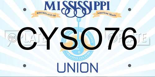 CYSO76 Mississippi License Plate