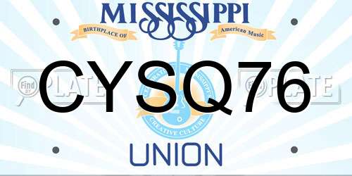CYSQ76 Mississippi License Plate