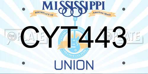 CYT443 Mississippi License Plate