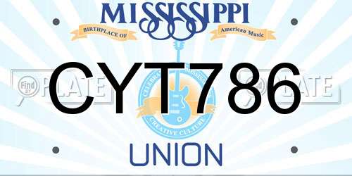 CYT786 Mississippi License Plate