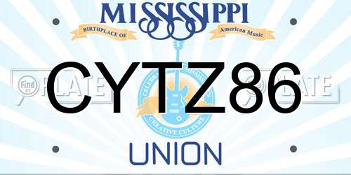 CYTZ86 Mississippi License Plate