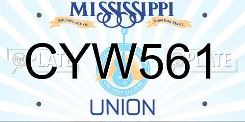 CYW561 Mississippi License Plate
