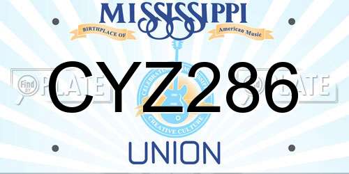 CYZ286 Mississippi License Plate