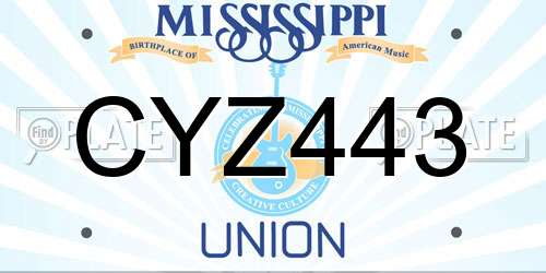 CYZ443 Mississippi License Plate