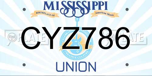 CYZ786 Mississippi License Plate