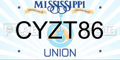 CYZT86 Mississippi License Plate