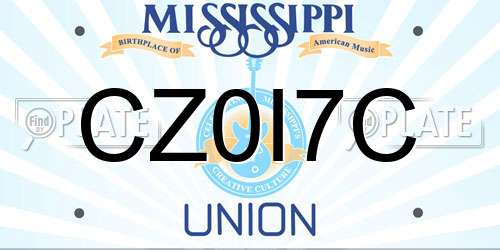 CZ0I7C Mississippi License Plate