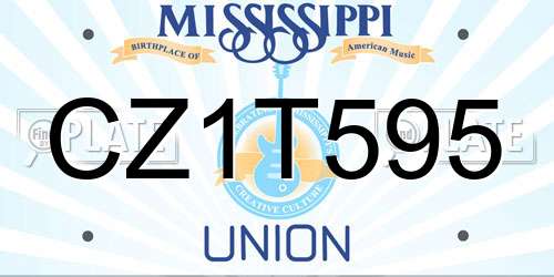 CZ1T595 Mississippi License Plate