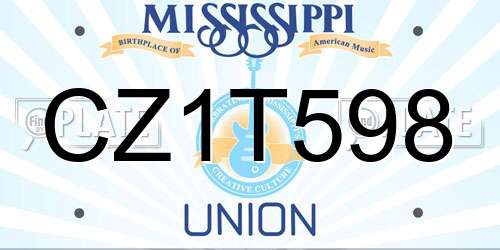 CZ1T598 Mississippi License Plate