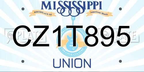 CZ1T895 Mississippi License Plate
