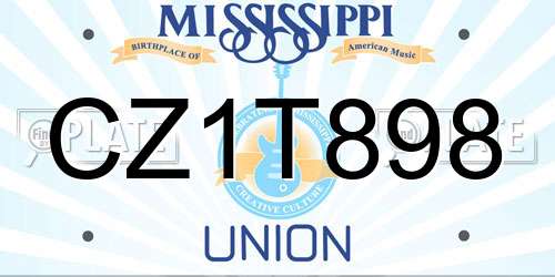 CZ1T898 Mississippi License Plate