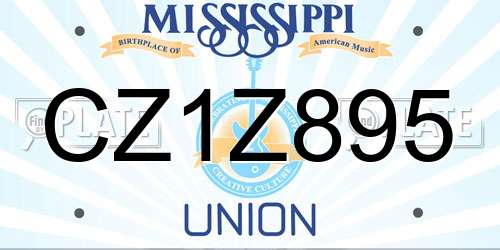 CZ1Z895 Mississippi License Plate