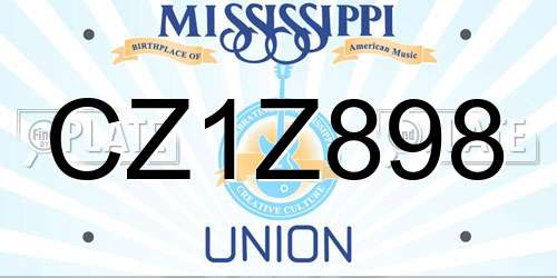 CZ1Z898 Mississippi License Plate