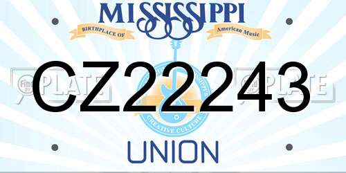 CZ22243 Mississippi License Plate