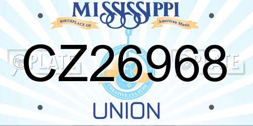 CZ26968 Mississippi License Plate