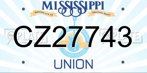 CZ27743 Mississippi License Plate