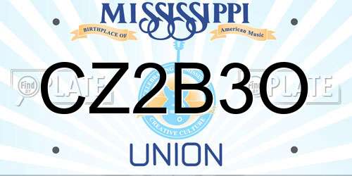 CZ2B3O Mississippi License Plate