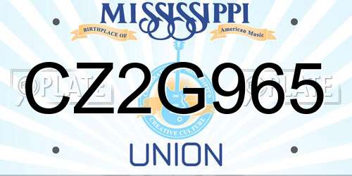 CZ2G965 Mississippi License Plate