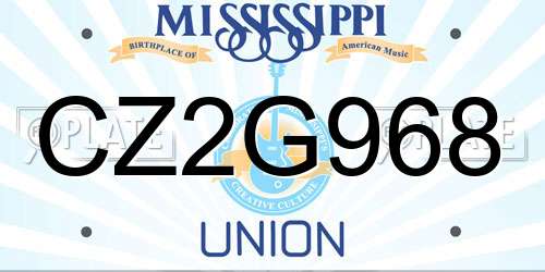 CZ2G968 Mississippi License Plate