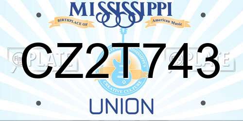 CZ2T743 Mississippi License Plate