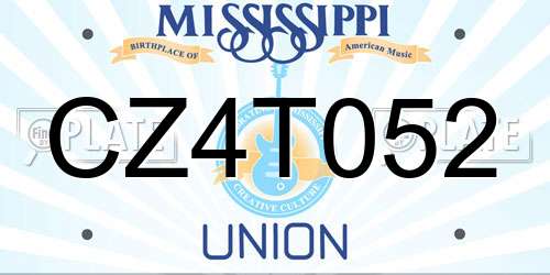 CZ4T052 Mississippi License Plate