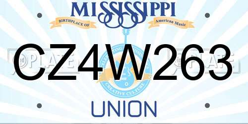 CZ4W263 Mississippi License Plate