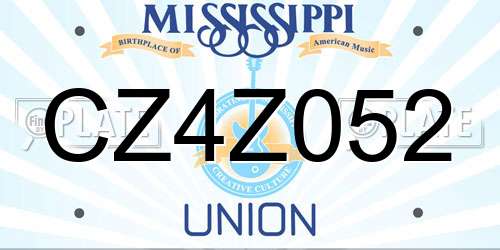 CZ4Z052 Mississippi License Plate