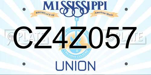 CZ4Z057 Mississippi License Plate