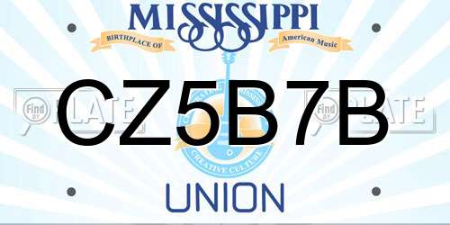 CZ5B7B Mississippi License Plate