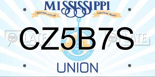 CZ5B7S Mississippi License Plate