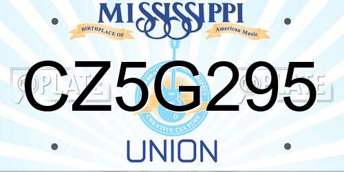CZ5G295 Mississippi License Plate
