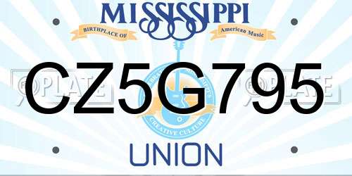 CZ5G795 Mississippi License Plate