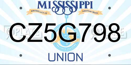 CZ5G798 Mississippi License Plate