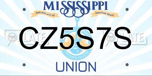 CZ5S7S Mississippi License Plate